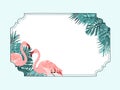 Exotic flamingo tropical horizonal border frame Royalty Free Stock Photo