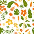 Exotic Flora and Shapes in Trendy Seamless Pattern for Wallpapers and Textile Prints in Vector
