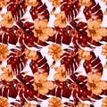 Exotic Flowers. Watercolor Seamless Pattern.