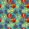 Exotic frog red-eyed pattern in a watercolor style. Royalty Free Stock Photo