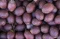 Exotic fruit of America: Aguaje or Moriche, palm fruit, buriti nuts, mauritia flexuosa, Maurity palm Royalty Free Stock Photo