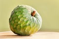 Exotic fruit cherimoya on green background Royalty Free Stock Photo