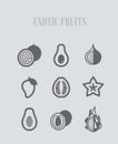 Exotic fruit icons set