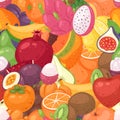 Exotic fruit pattern seamless vector. Fruity background and fruitful exotic wallpaper with fresh organic pomegranate