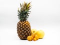 Exotic fruit - pineapple, nashi pear and physalis Royalty Free Stock Photo