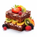 Exotic Fruit Salad Brownies: A Decadent Delight With Precise Detailing Royalty Free Stock Photo