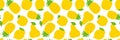 Exotic fruit seamless pattern. Sweet pineapple, pear and apple. Yellow lemon. Fashion design. Food print for dress, textile,