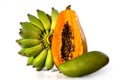 Exotic fruits: Banana, papaya and mango