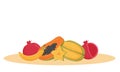 Exotic fruits cartoon vector illustration