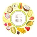 Exotic Fruits Durian Apple Papaya Citron Vector Royalty Free Stock Photo