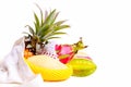 Exotic fruits in an eco bag Royalty Free Stock Photo
