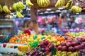 Exotic fruits on market counter Royalty Free Stock Photo