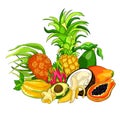 Exotic fruits pandan banana avocado coconut papaya pineapple, Pi