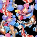 Exotic goldfish wild fish pattern in a watercolor style.