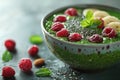 Exotic green smoothie bowl with chia and berries Royalty Free Stock Photo