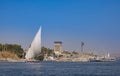 Exotic holiday destination, River Nile cruise on a felucca, a traditional sailing boat Royalty Free Stock Photo