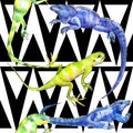 Exotic iguana pattern in a watercolor style.