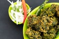 Exotic Indian Chaat Snacks Palak Pakoda Bhajji Chat Or Paalak Pakora Bajji Bhajiya Rich In Fiber Vitamin Mineral And Protein Is