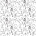 . Exotic jungle leaves, flowers and parrot seamless pattern