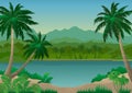 Exotic Landscape with Palm Royalty Free Stock Photo