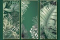 Exotic leaves frame. Tropical leaf border, nature summer frames and luxury palm leaves borders. Green rainforest leaf banner or Royalty Free Stock Photo