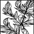 Exotic leaves seamless pattern in black and white. Stylish abstract vector decorative background. Tropical palm leaves Royalty Free Stock Photo