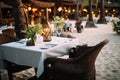 Exotic luxury dining Summer open air restaurant at a tropical hotel