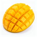 Exotic mango fruit creation showcasing geometrical cube pattern composition on white background Royalty Free Stock Photo