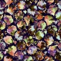 Exotic multicoloured boho floral camouflage scatter print. Seamless autumnal dark ground detailed repeat pattern.