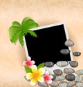Exotic natural background with empty photo frame