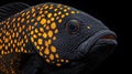 Exotic Orange and Black Spotted Reef Fish Close Up, Isolated on Black Background, Studio Shot Royalty Free Stock Photo