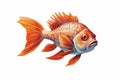 Exotic orange fish isolated on white background Royalty Free Stock Photo