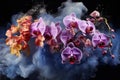 Exotic Orchids flower smoke. Generate Ai Royalty Free Stock Photo
