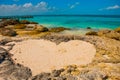 Huge heart. Beach and stones in the form of hearts. Cancun. Mexico Royalty Free Stock Photo