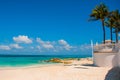 Exotic Paradise. Tropical Resort. Caribbean sea Jetty near Cancun. Mexico beach tropical in Caribbean Royalty Free Stock Photo