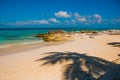 Exotic Paradise. Tropical Resort. Caribbean sea Jetty near Cancun. Mexico beach tropical in Caribbean Royalty Free Stock Photo