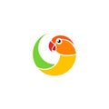 Exotic parrot. Lovebird. Logo