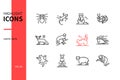 Exotic pets - modern line design style icons set