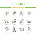 Exotic pets - modern line design style icons set