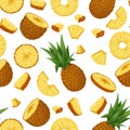 Exotic pineapple pattern. Seamless print of organic fruit, tropical botanical plant repeated background for fabric Royalty Free Stock Photo