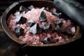 Exotic Pink black salt on background. Generate Ai