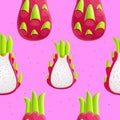 Exotic pitaya pattern, cartoon style