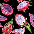 Exotic pitaya wild frukt pattern in a watercolor style.