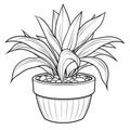 Exotic Plant In Pot Coloring Page - Tranquil Gardenscapes Style Royalty Free Stock Photo