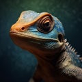 Exotic Realism: Blue Lizard With Bright Blue Eyes Royalty Free Stock Photo