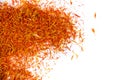 Exotic red hot spice, saffron for coloring food. background.