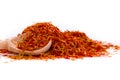 Exotic red hot spice, saffron for coloring food. background.