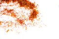 Exotic red hot spice, saffron for coloring food. background.