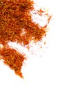 Exotic red hot spice, saffron for coloring food. background.