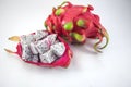 Exotic ripe white Pitaya or Dragon fruit. Red Pitahaya tropical